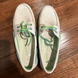 Grey and Green Sperrys - Brand New